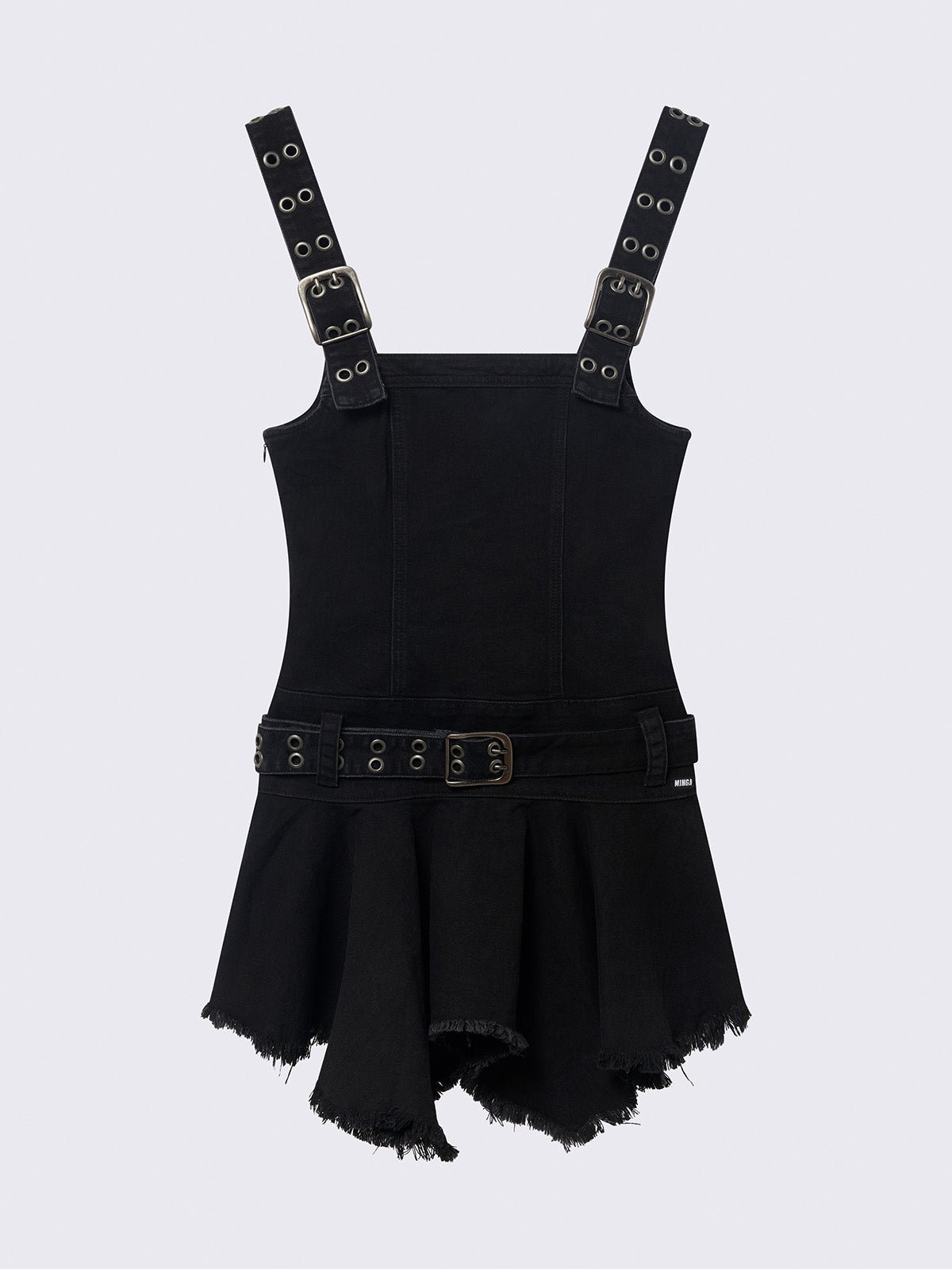 claire black denim mini dress