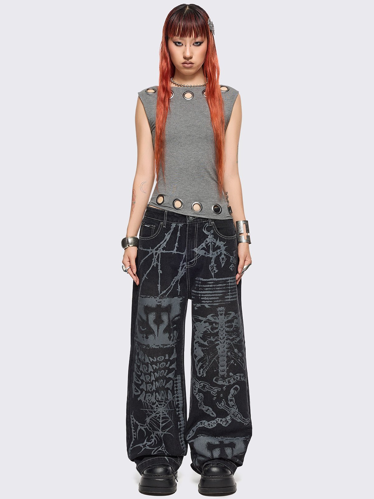 paranoia graphic baggy jeans