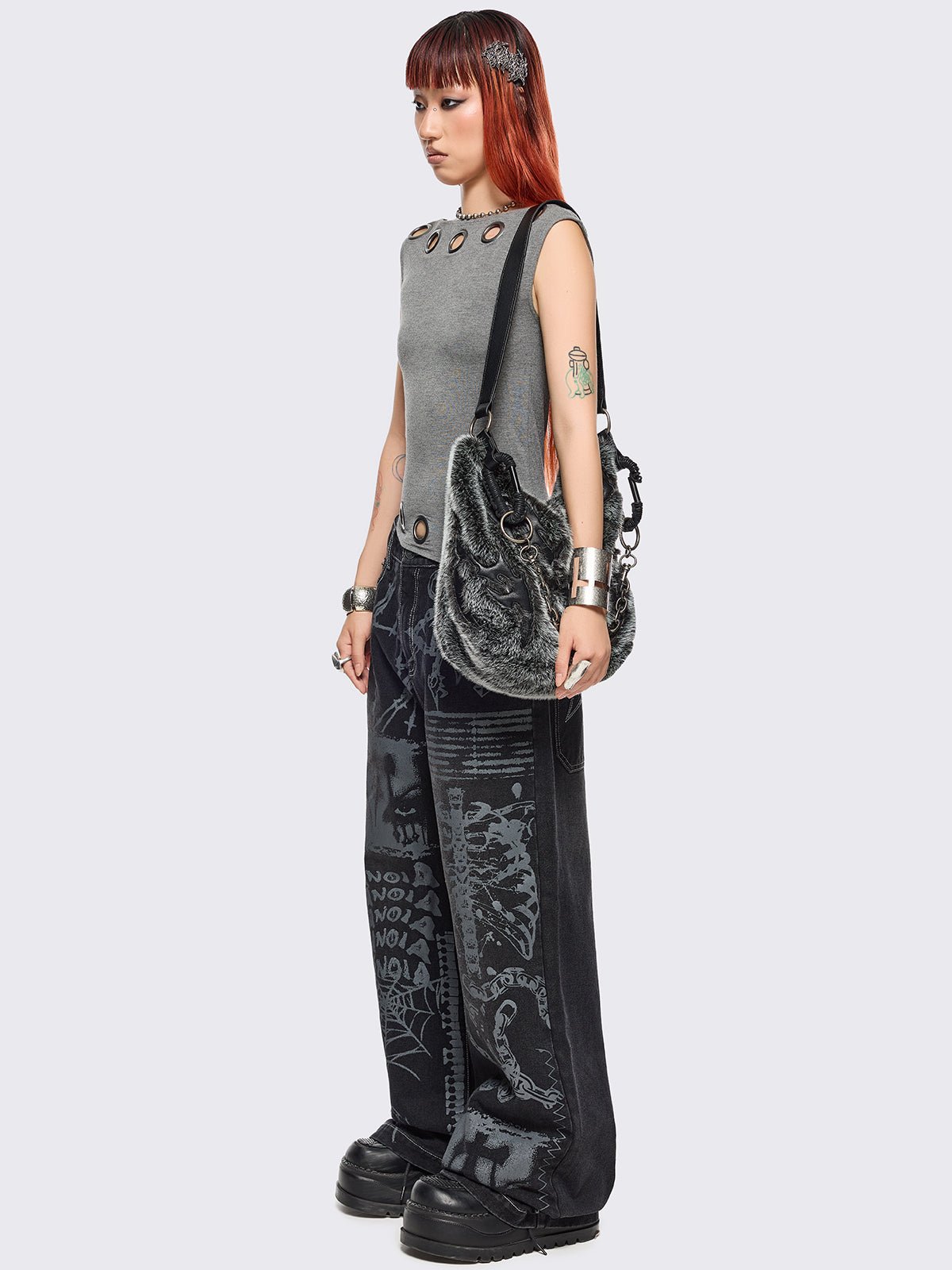 paranoia graphic baggy jeans